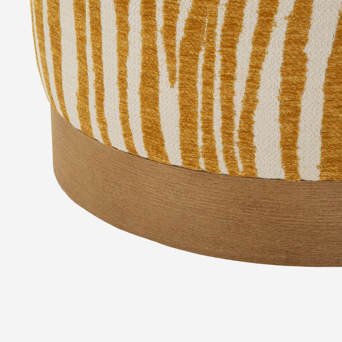 Savana round upholstered zebra print footstool with gold base — 5