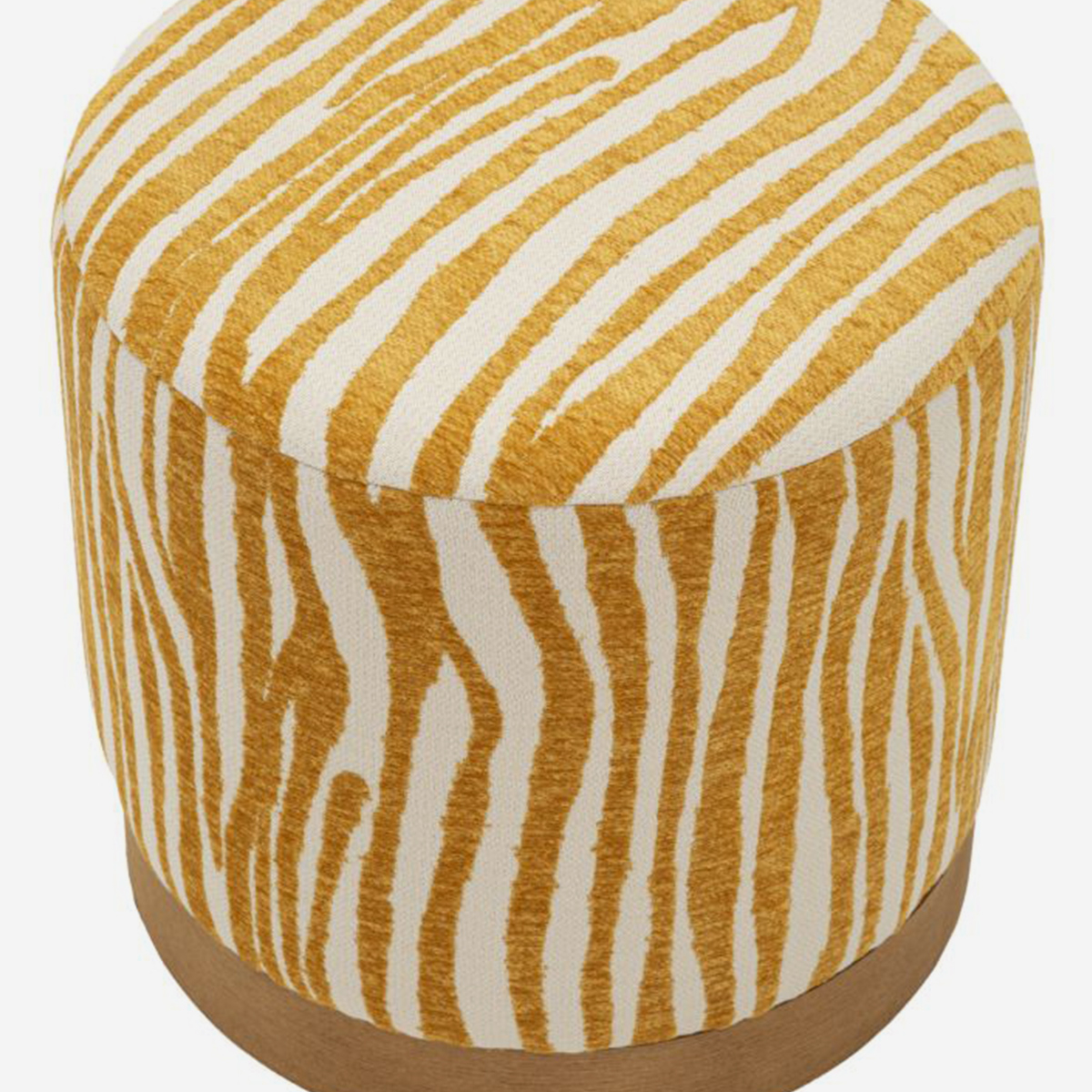 Savana round upholstered zebra print footstool with gold base — 4