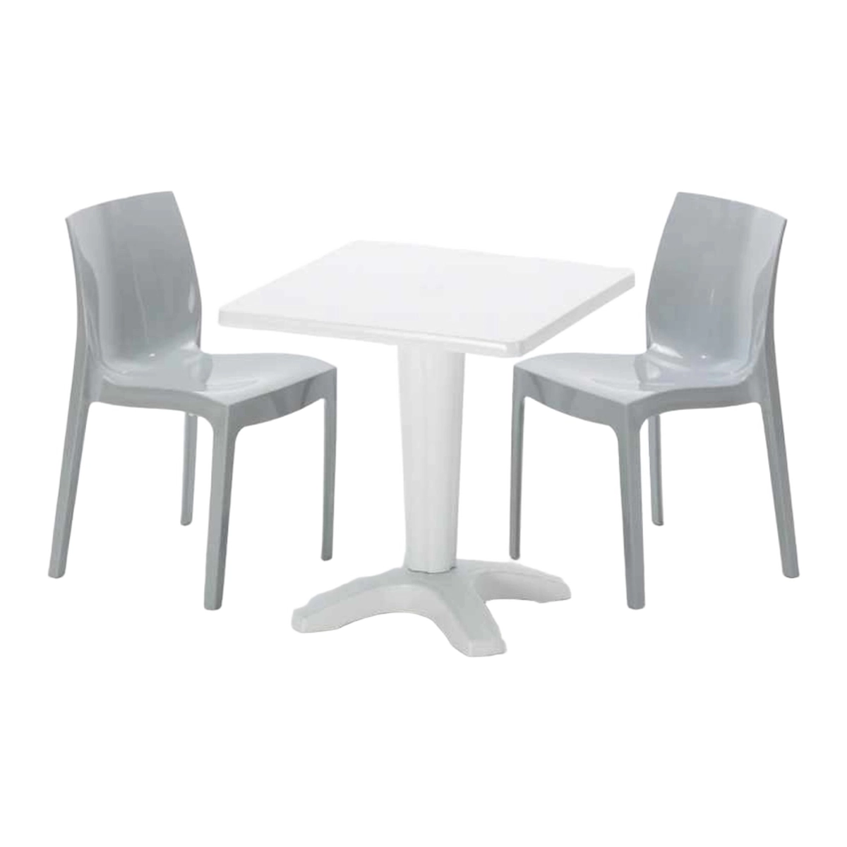 Ice Patio Square White Table 70x70 cm with 2 Grand Soleil Chairs — 1