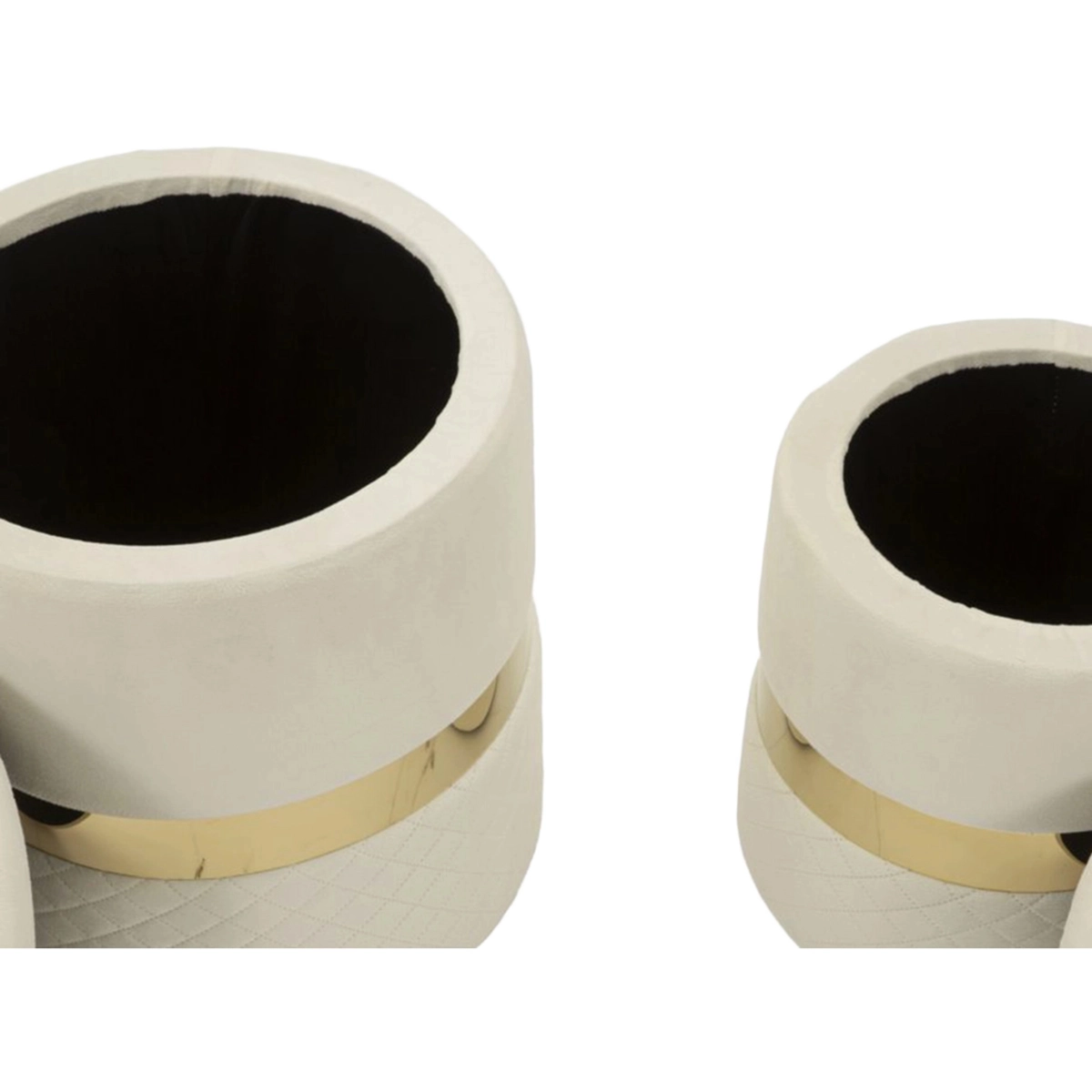 Set of 2 Round Upholstered Storage Ottomans Sheffild — 4