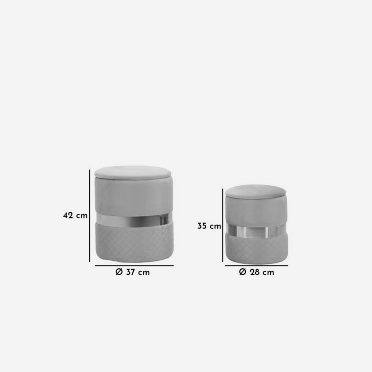 Set of 2 Round Upholstered Storage Ottomans Sheffild — 5