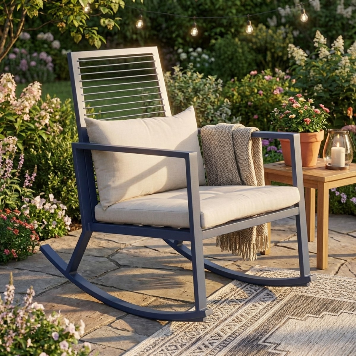 Kedels Tayuva Modern Aluminium Rocking Chair with Cushion — 2