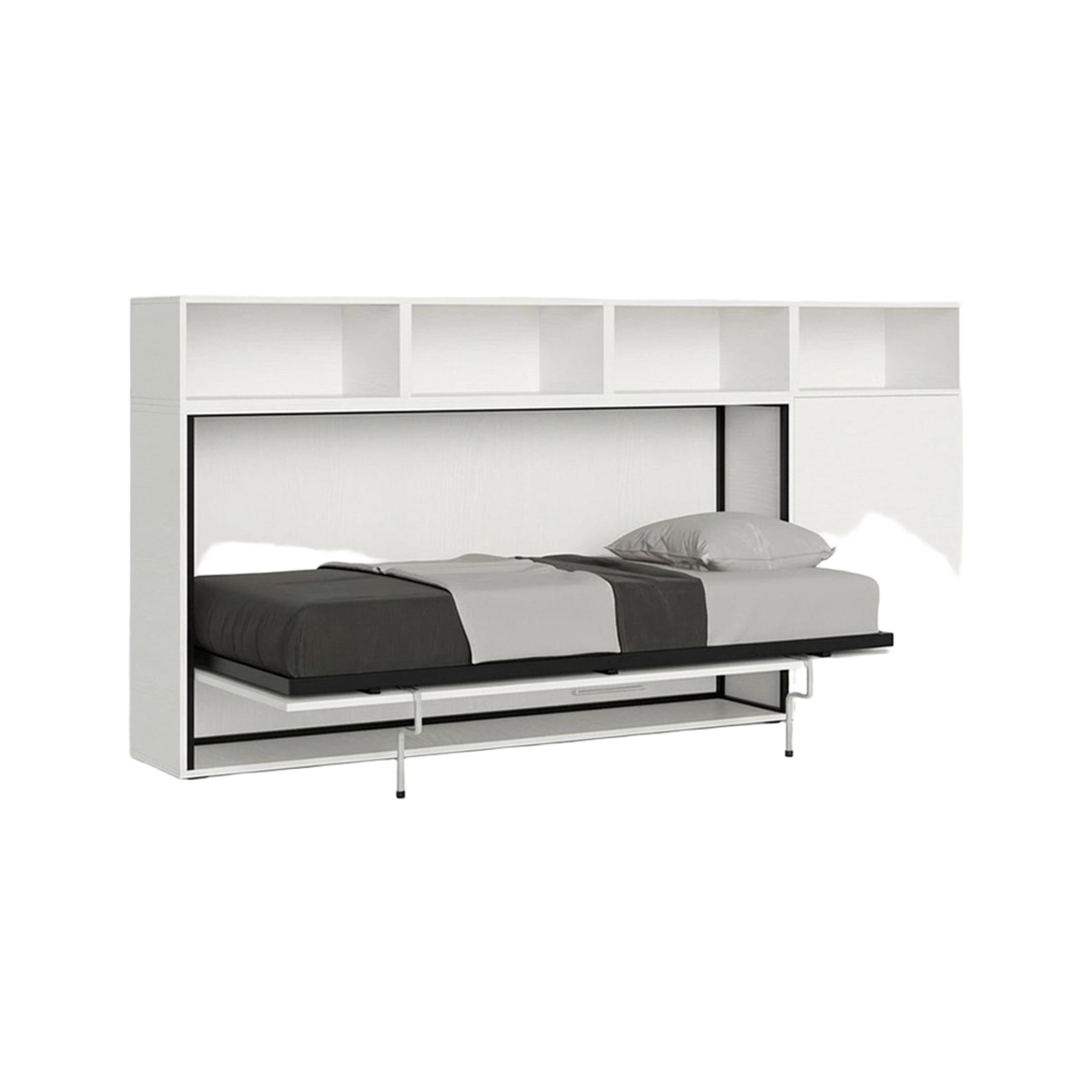 Kando A Horizontal Foldaway Single Bed with Cabinet and Shelves — 1