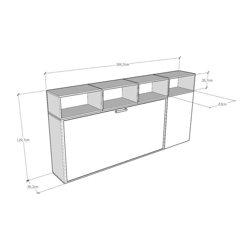 Kando A Horizontal Foldaway Single Bed with Cabinet and Shelves — 8