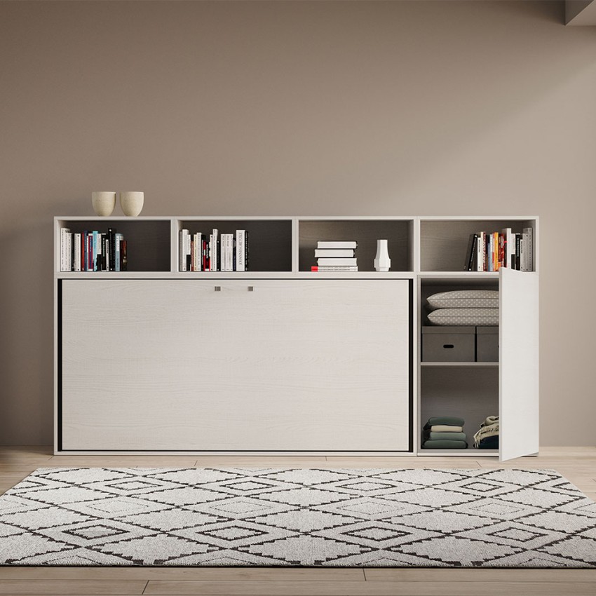 Kando A Horizontal Foldaway Single Bed with Cabinet and Shelves — 6