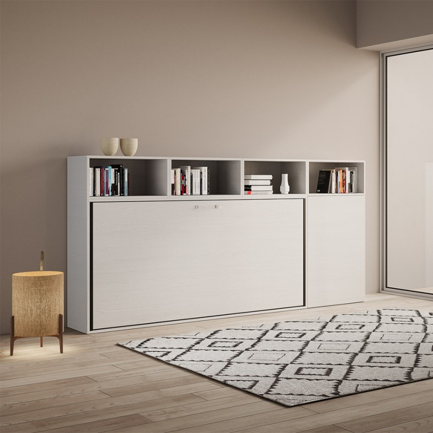 Kando A Horizontal Foldaway Single Bed with Cabinet and Shelves — 4