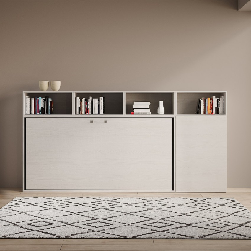 Kando A Horizontal Foldaway Single Bed with Cabinet and Shelves — 5