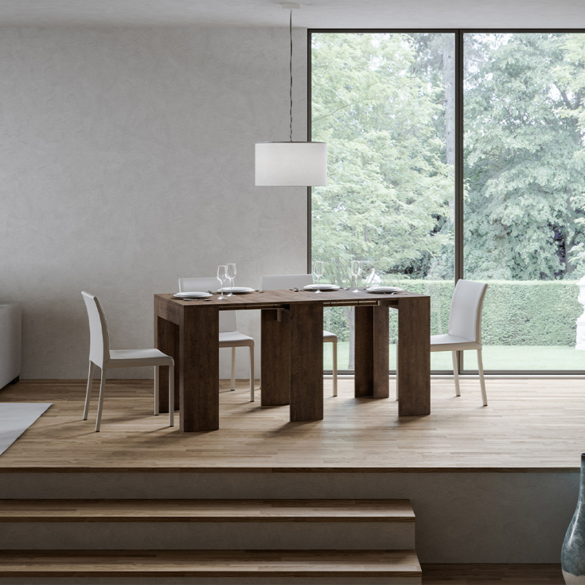 Extendable Console Dining Table 78x47-299cm Wood Allin Noix — 3