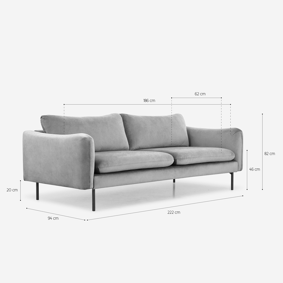Modern 3-seater dark green velvet sofa Modus Sofà Tashi — 7