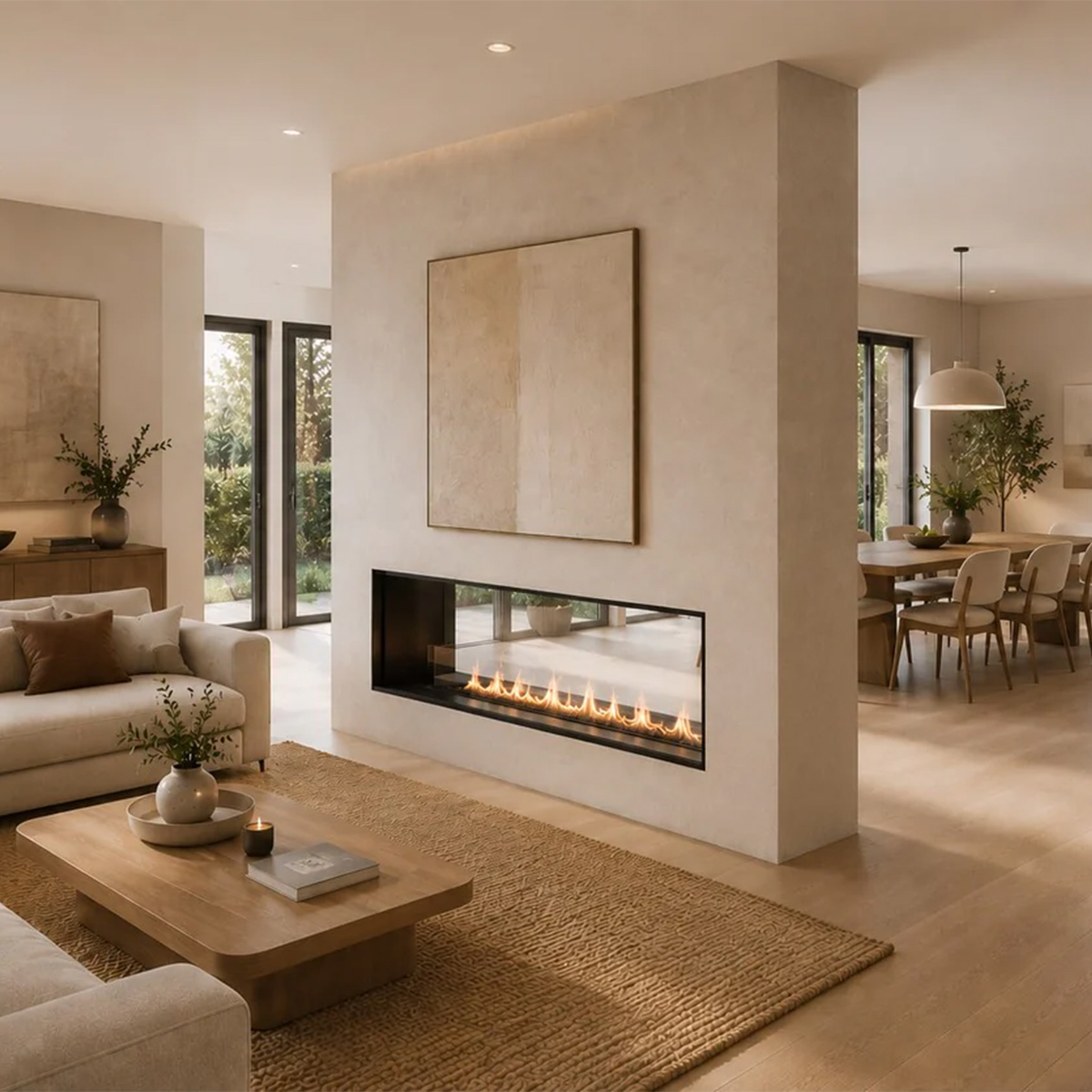 Venere120 Double-Sided Built-In Bioethanol Fireplace 120x50 — 3