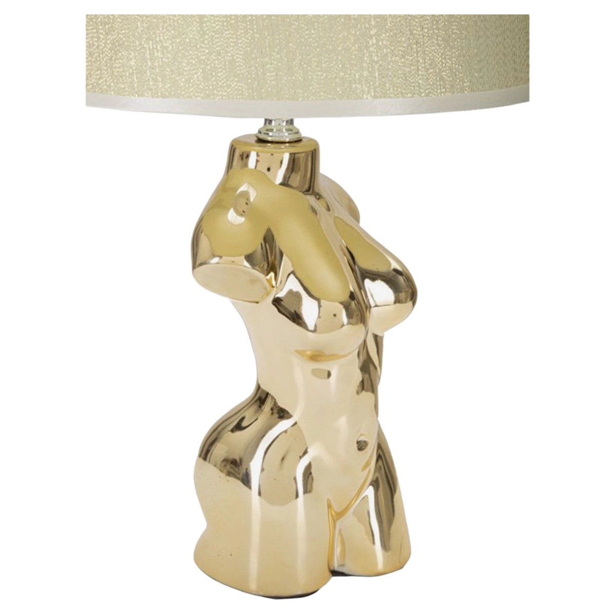 Glam Woman Ceramic Table Lamp with Fabric Shade — 4