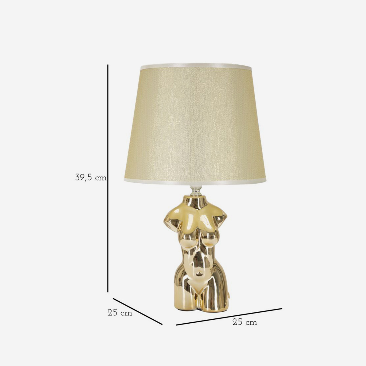Glam Woman Ceramic Table Lamp with Fabric Shade — 3