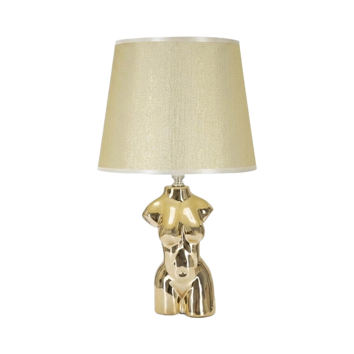 Glam Woman Ceramic Table Lamp with Fabric Shade — 1