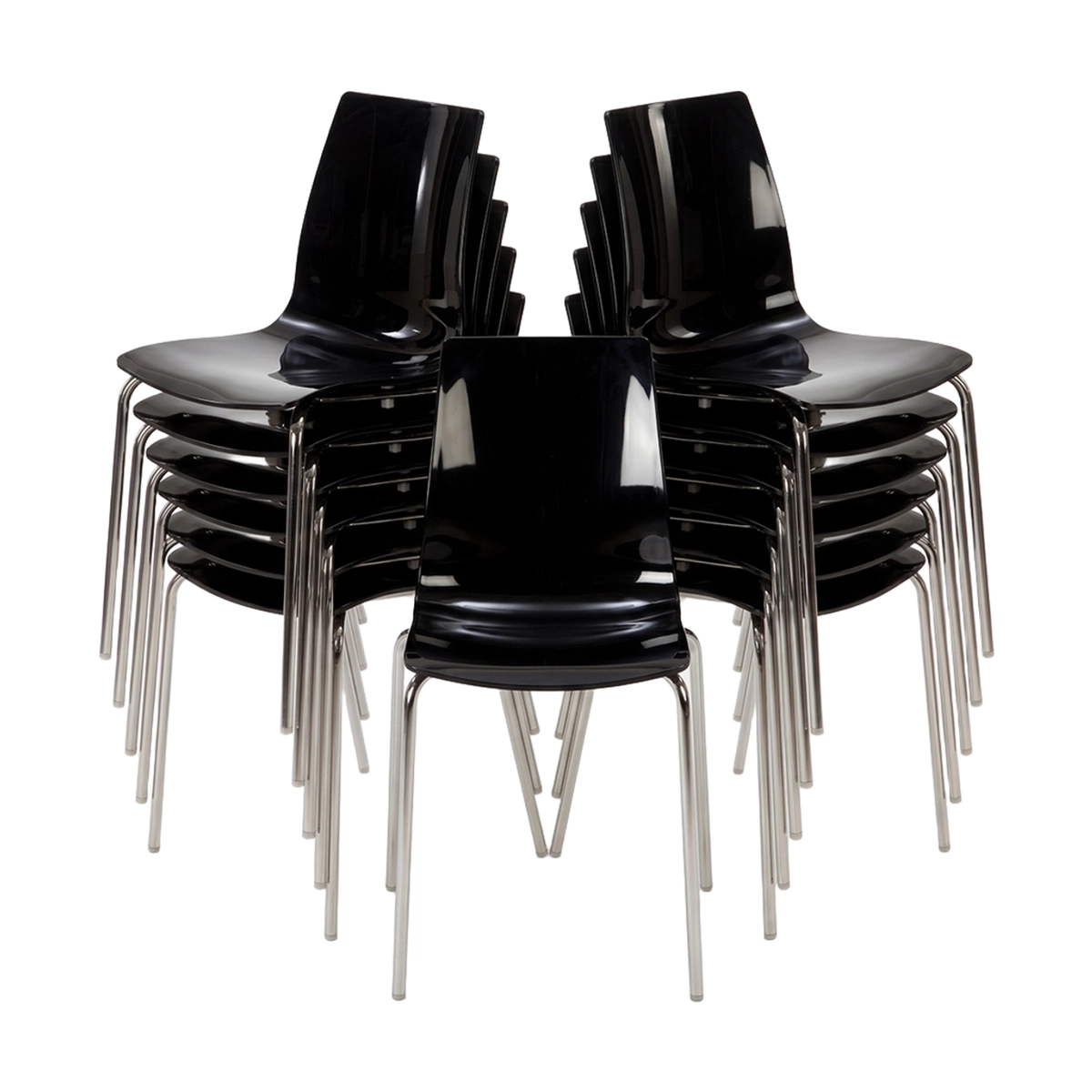 Set of 12 Lollipop Grand Soleil Chairs with Steel Legs for Cafes — 1