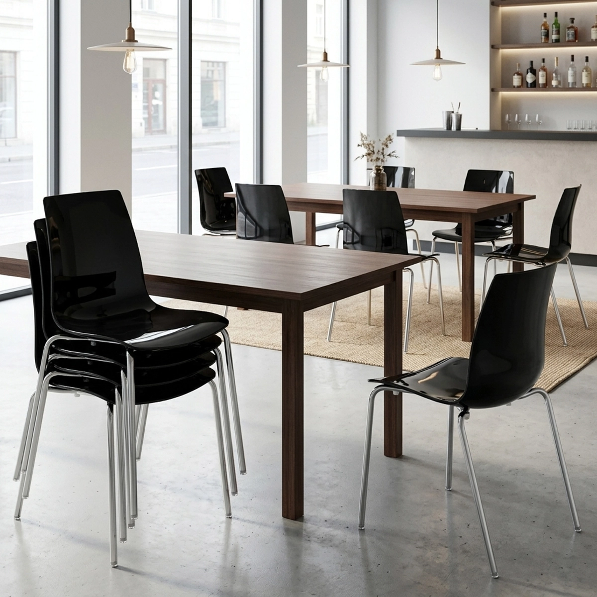 Set of 12 Lollipop Grand Soleil Chairs with Steel Legs for Cafes — 2