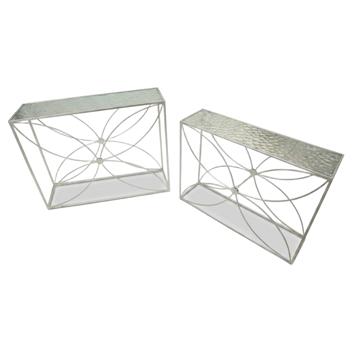 Set of 2 Paradise metal and glass entryway console tables — 6