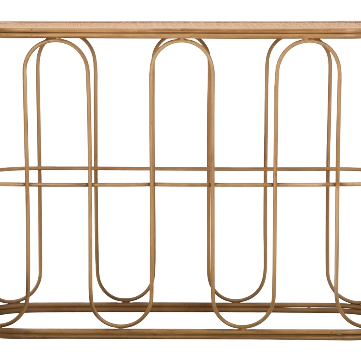 Samui Boho Chic Hallway Console Table in Metal and Rattan — 6