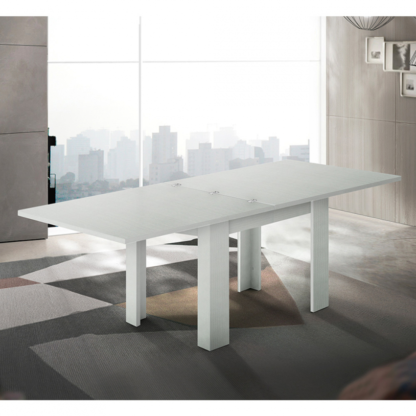 Modern design white extendable table 90-180x90cm console Jesi Liber Wood — 3