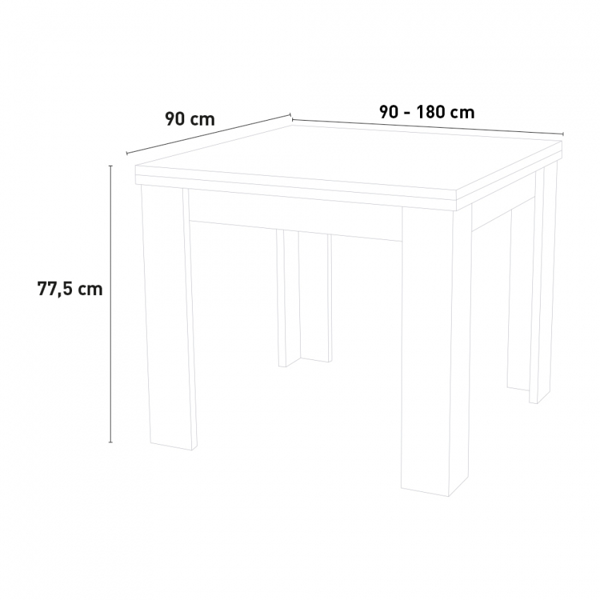 Modern design white extendable table 90-180x90cm console Jesi Liber Wood — 6