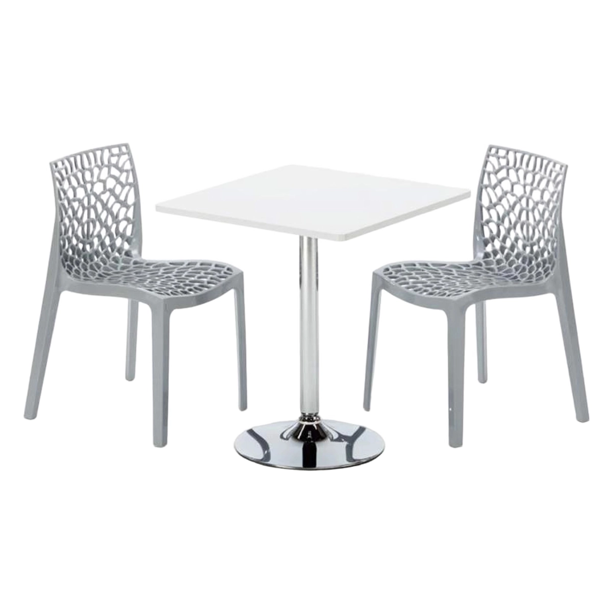 Tavolino Quadrato White Table 70x70 cm and 2 Gruvyer Cocktail Chairs Grand Soleil — 1