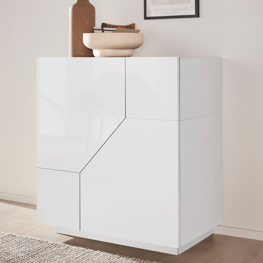 Modern Sideboard 80x43cm Glossy White 2 Doors Adara Web Furniture — 3