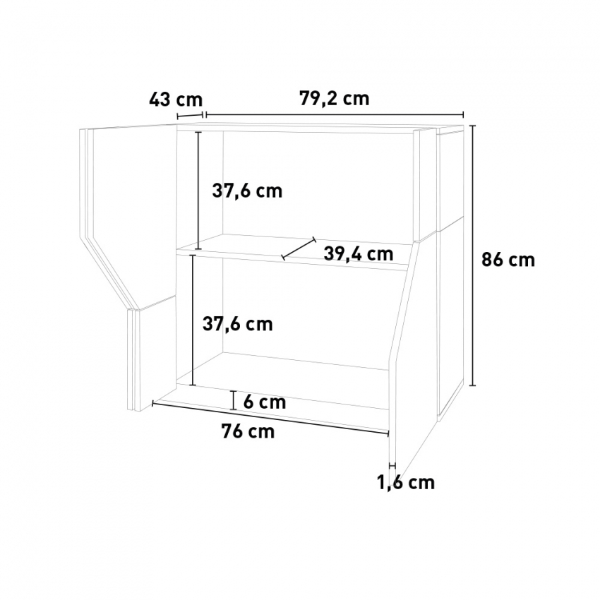 Modern Sideboard 80x43cm Glossy White 2 Doors Adara Web Furniture — 6