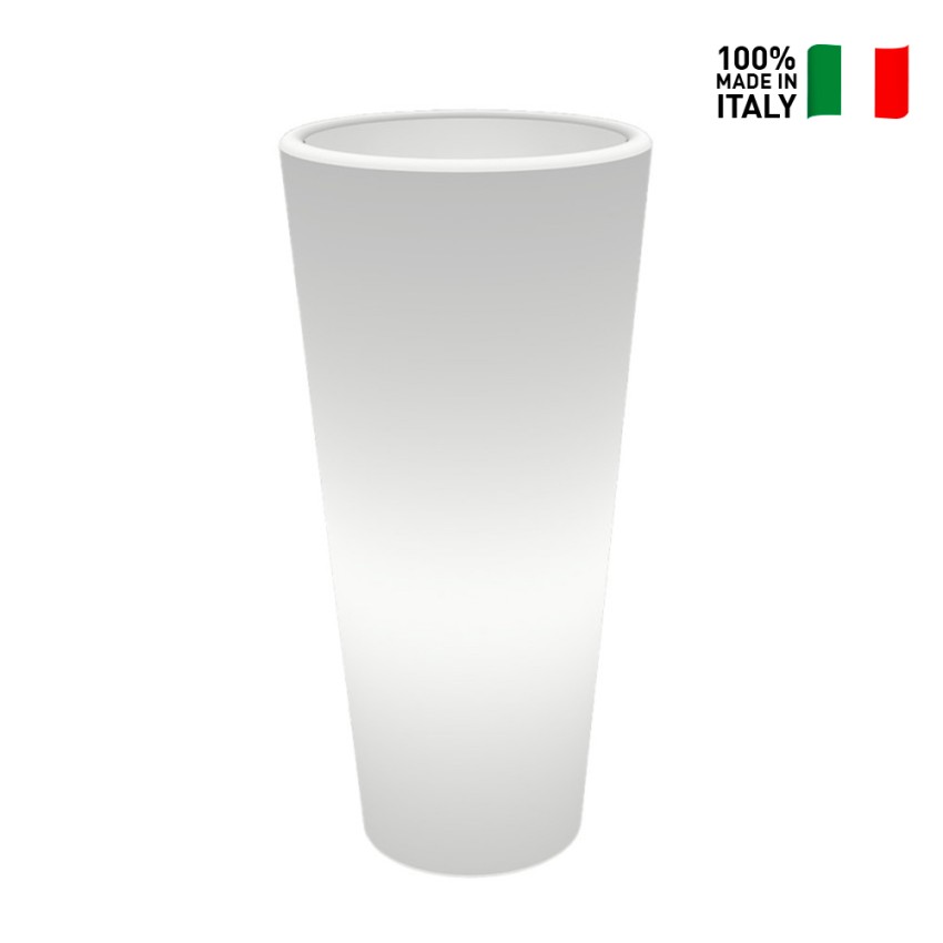 Tall outdoor illuminated planter h102 solar LED RGB Arkema Tondo — 2