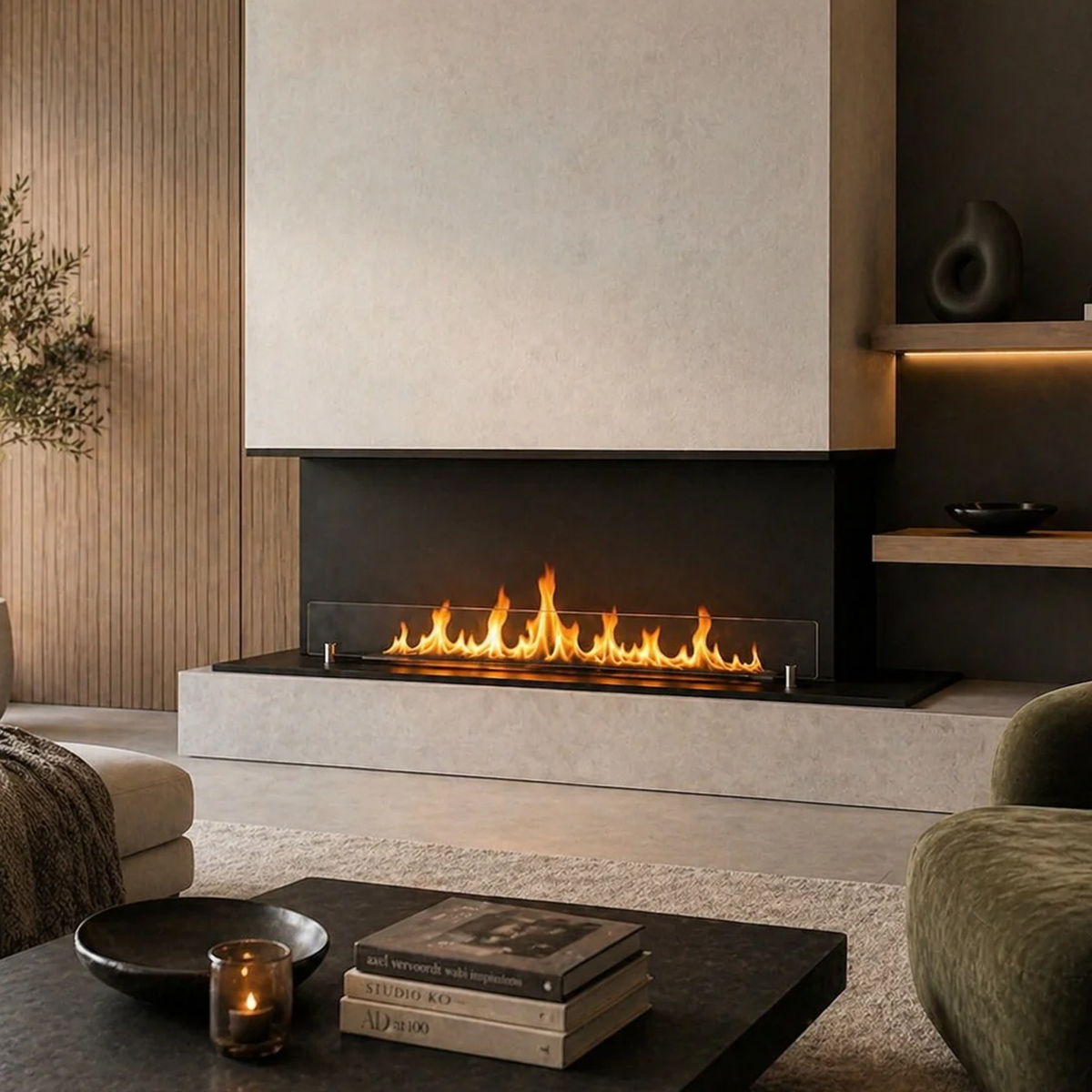 3-Sided Built-in Bioethanol Fireplace Divina Fire Giove120 120cm — 2