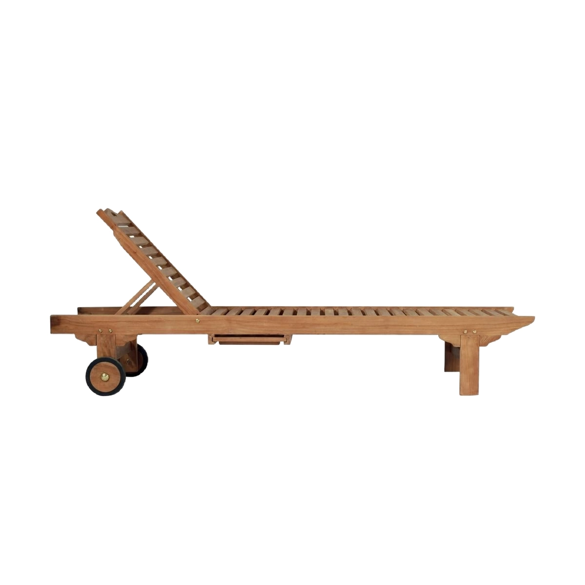 Carloforte Teak Wood Garden Sun Lounger with Wheels and Tray Kedels — 6