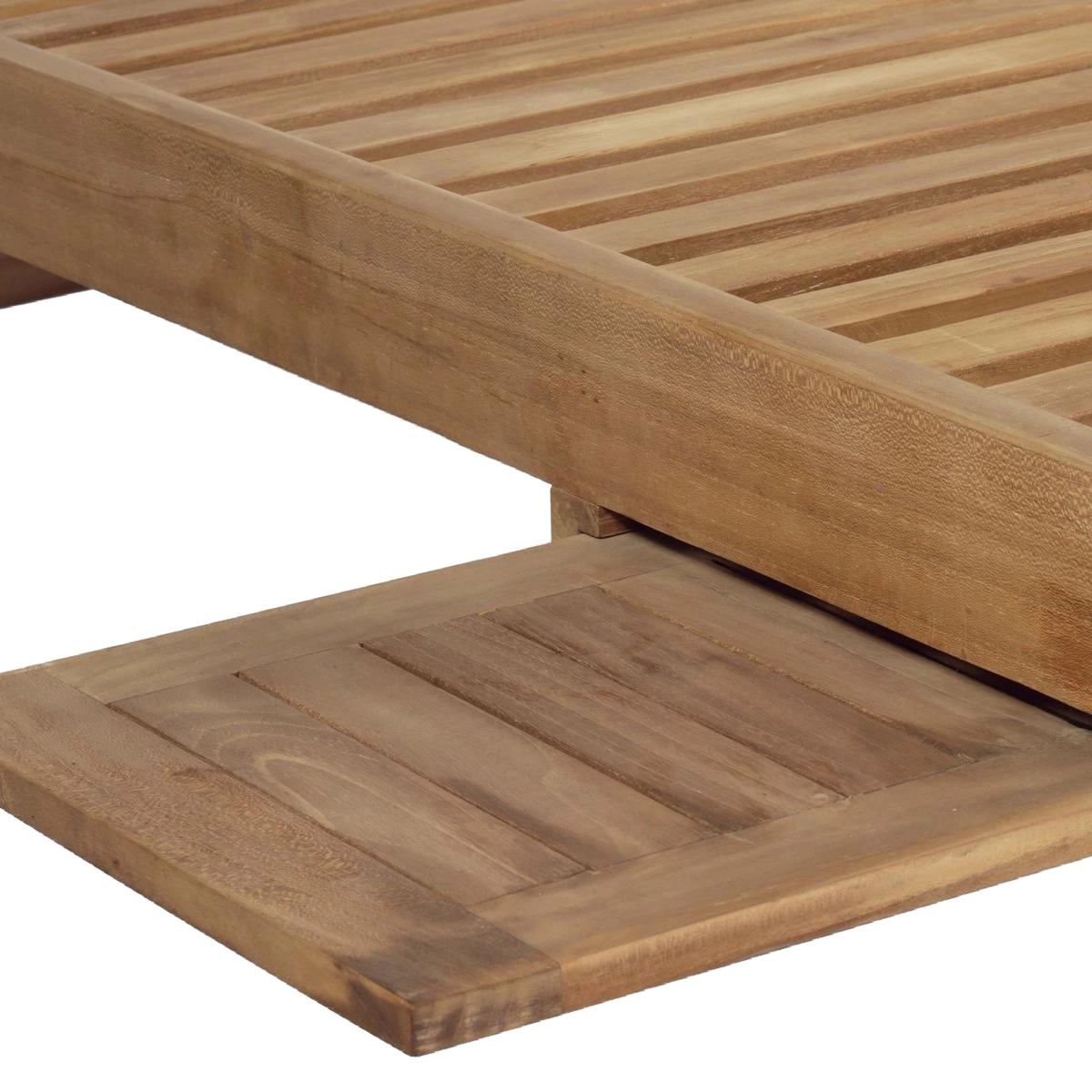 Carloforte Teak Wood Garden Sun Lounger with Wheels and Tray Kedels — 11