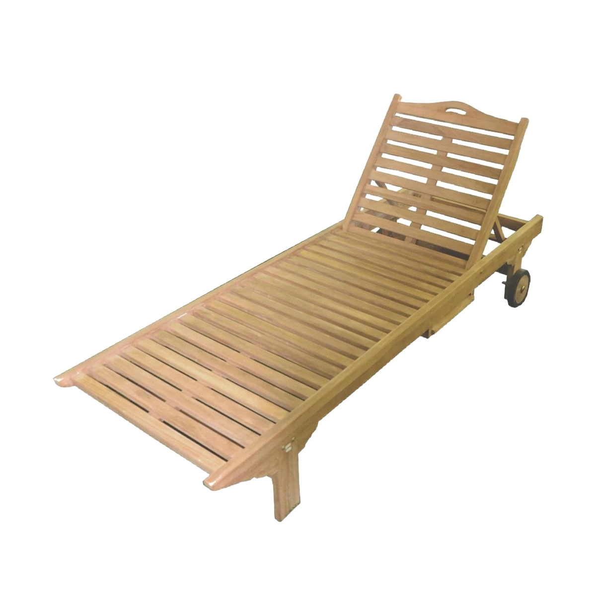 Carloforte Teak Wood Garden Sun Lounger with Wheels and Tray Kedels — 1