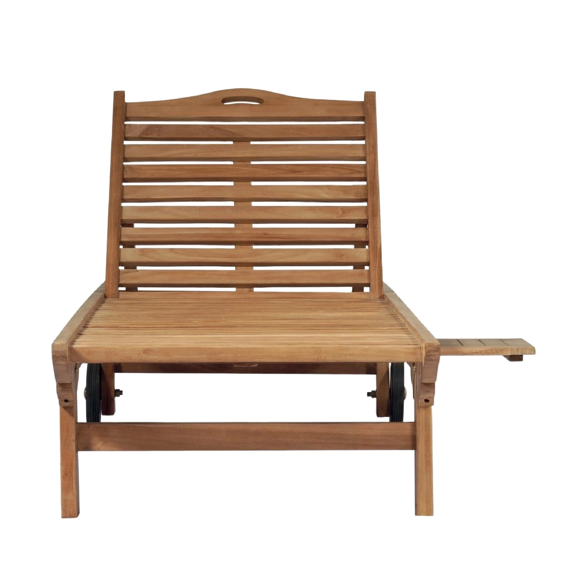 Carloforte Teak Wood Garden Sun Lounger with Wheels and Tray Kedels — 7