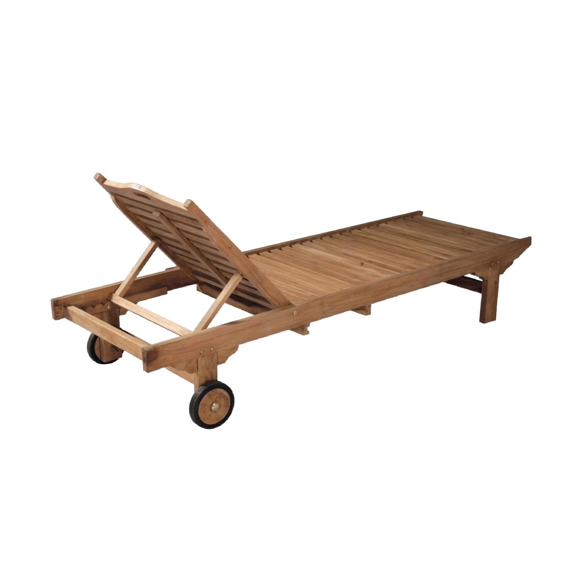 Carloforte Teak Wood Garden Sun Lounger with Wheels and Tray Kedels — 8