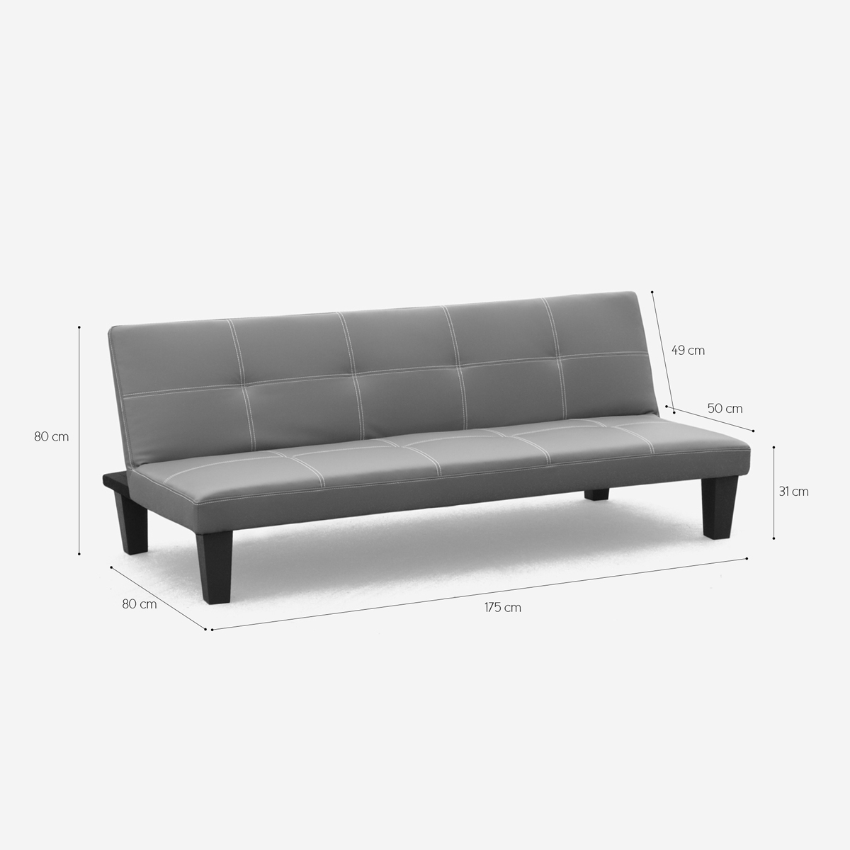 3 Seater Faux Leather Clic Clac Sofa Bed Topazio Modus Sofà — 5