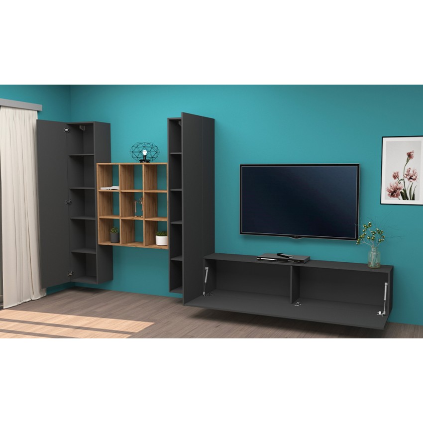 Modern Wall Unit with TV Stand Bookcase and 2 Cabinets Talka RT — 4