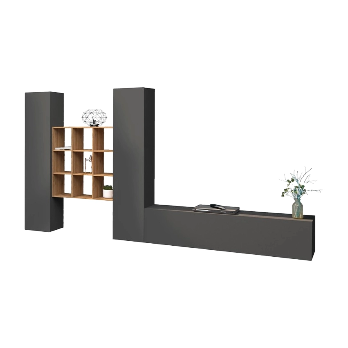 Modern Wall Unit with TV Stand Bookcase and 2 Cabinets Talka RT — 7
