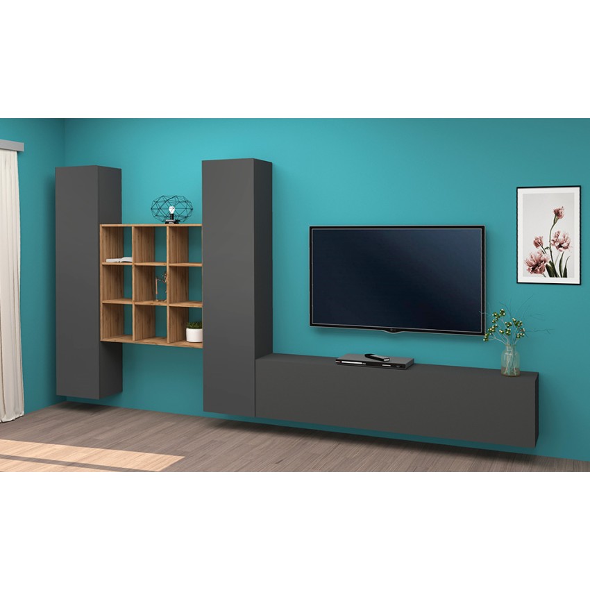 Modern Wall Unit with TV Stand Bookcase and 2 Cabinets Talka RT — 5
