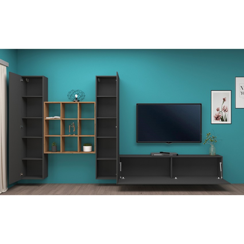Modern Wall Unit with TV Stand Bookcase and 2 Cabinets Talka RT — 3