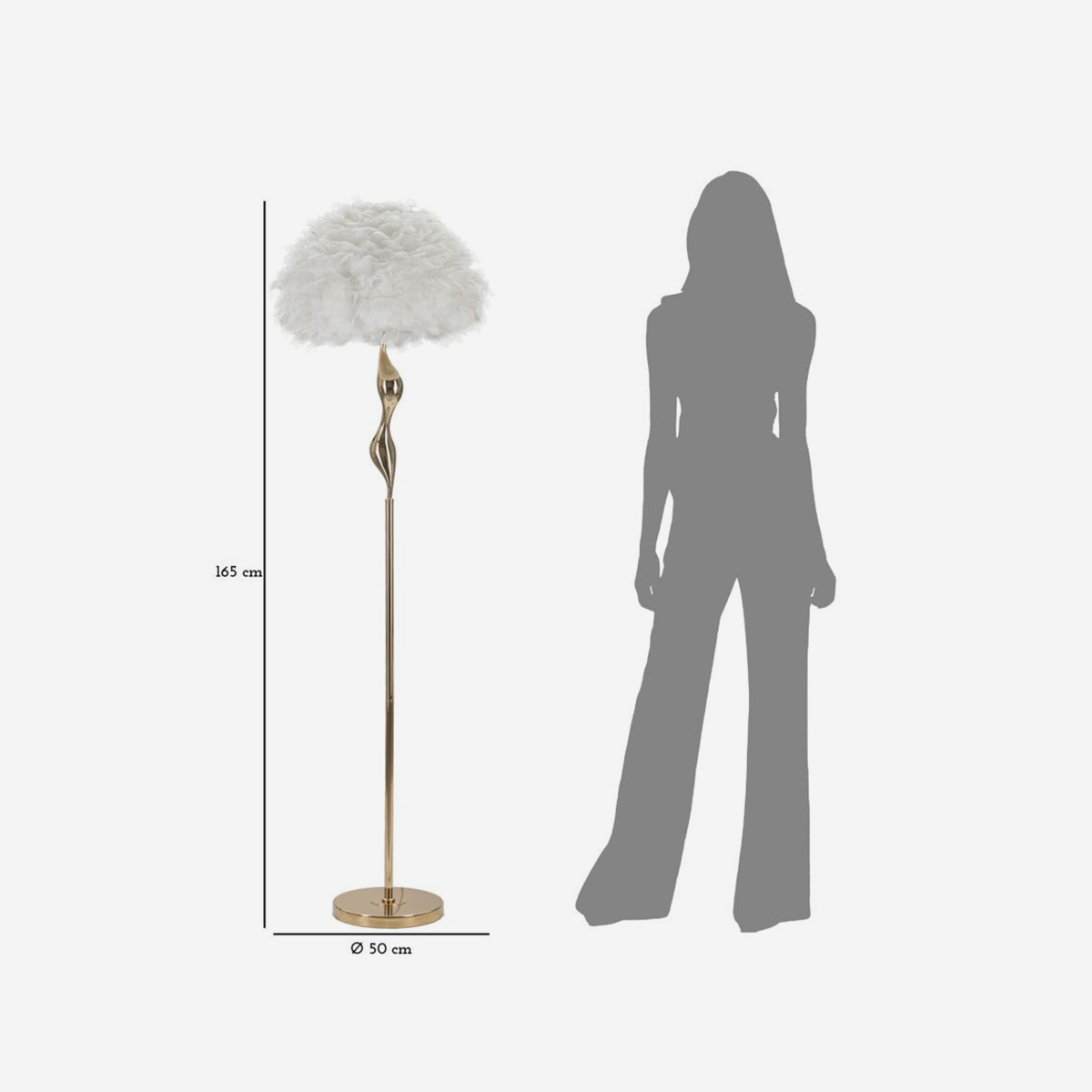 Slim Metal Floor Lamp with Feather Lampshade — 6