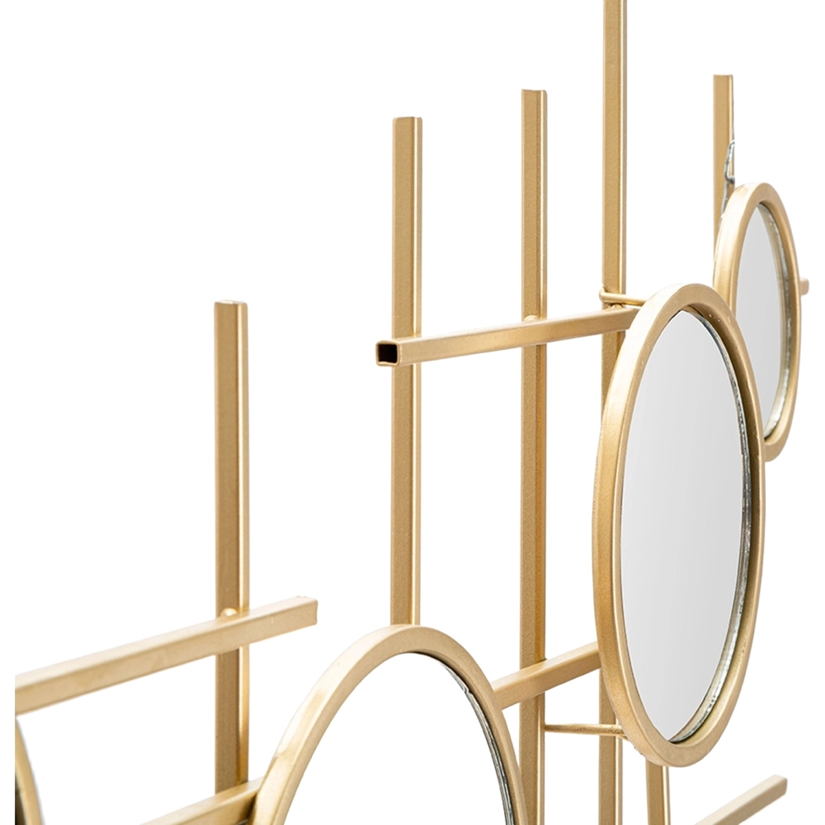 Gold Geometric Wall Mirror with Multiple Round Mirrors 117x61cm Gloxy Mauro Ferretti — 5