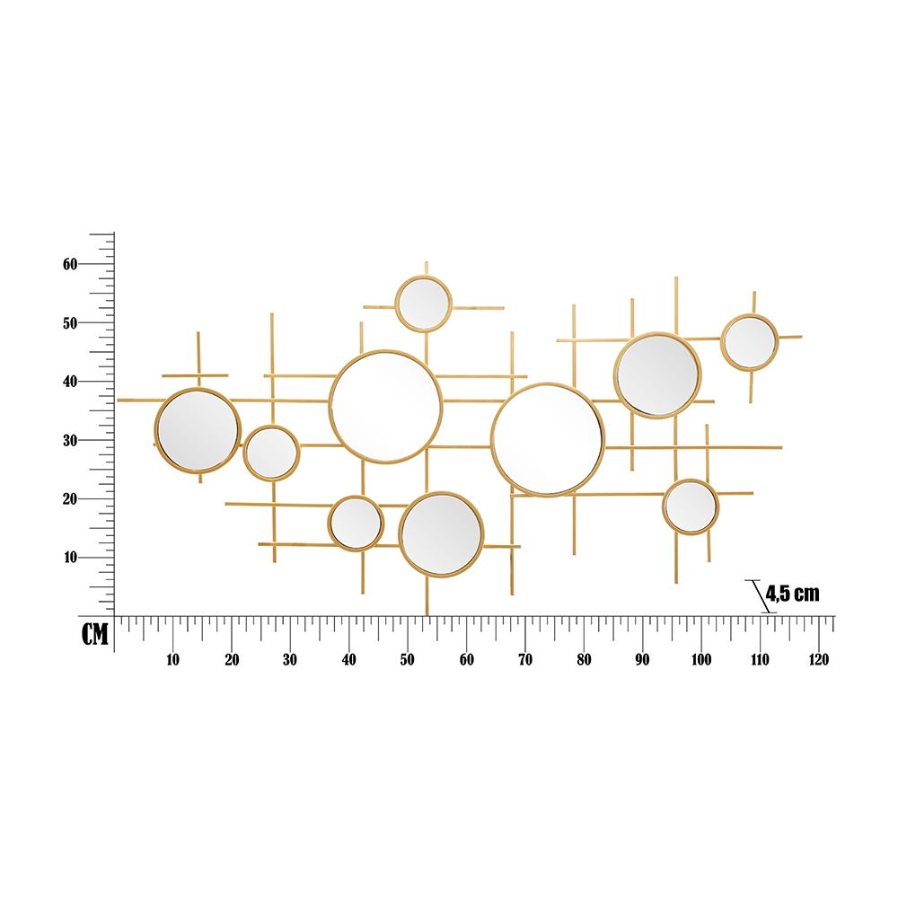 Gold Geometric Wall Mirror with Multiple Round Mirrors 117x61cm Gloxy Mauro Ferretti — 6