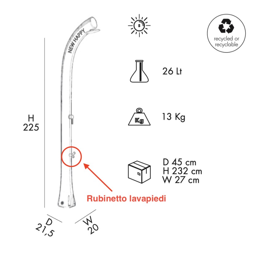 New Happy Solar Outdoor Shower 26L Arkema Design — 4