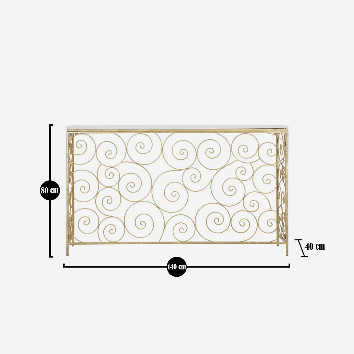 Mauro Ferretti Spiral Rectangular Console Table in Metallo and Marble — 3