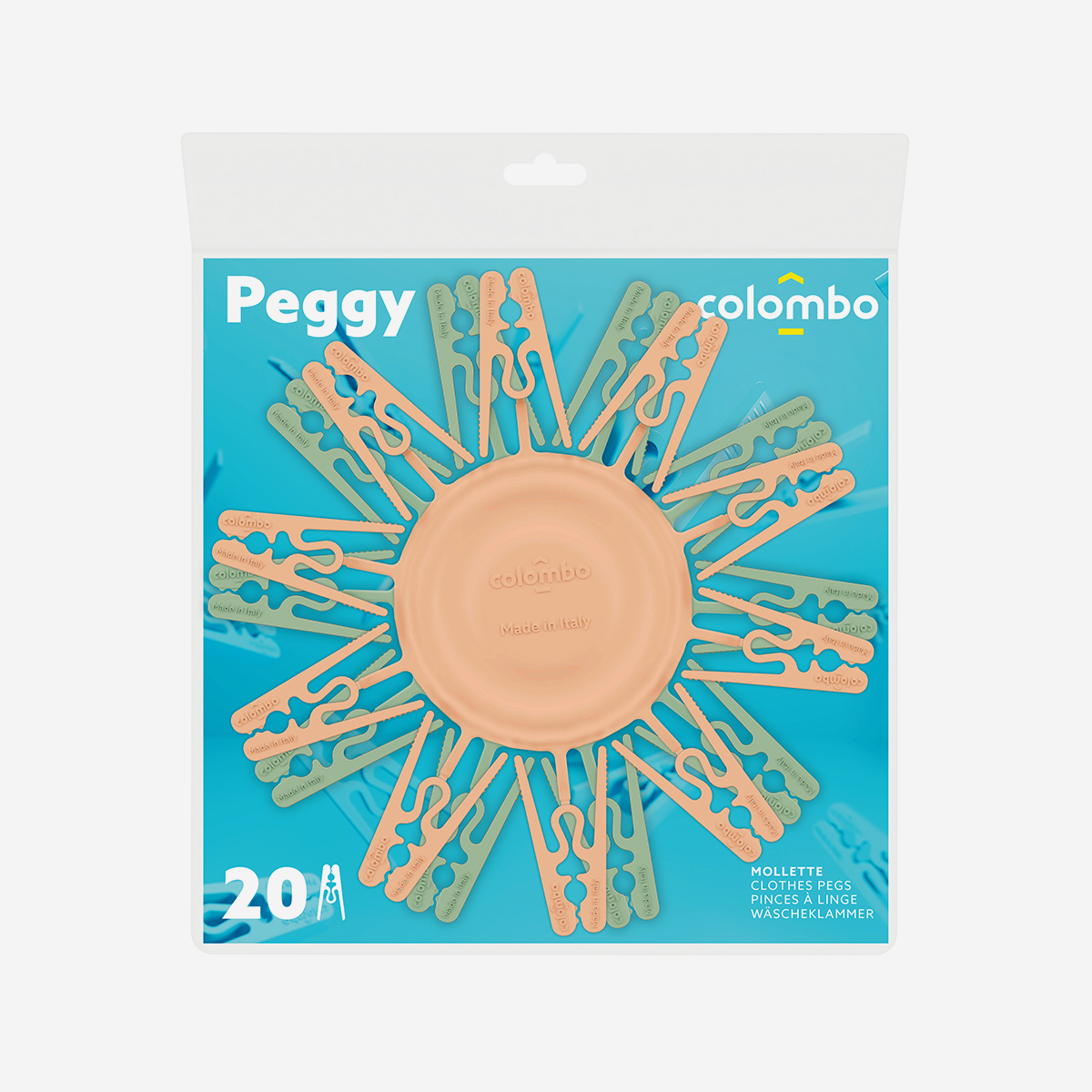 Mollette da bucato in plastica riciclata 20 pezzi Peggy