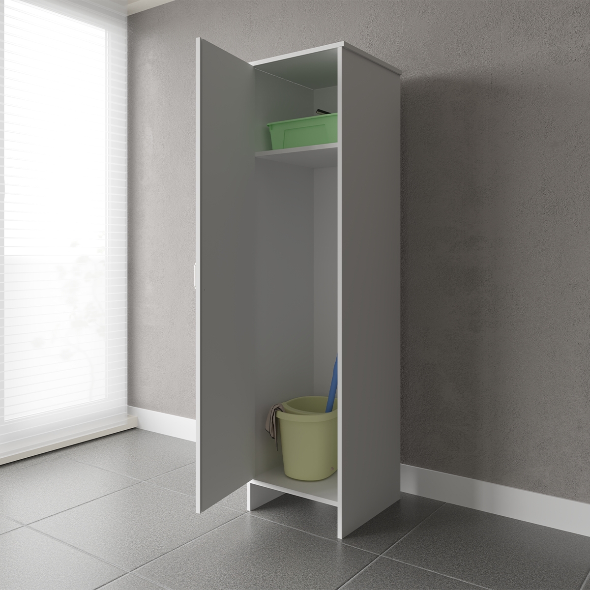 Negrari FC9006K White PVC Tall Bathroom & Laundry Cabinet — 3