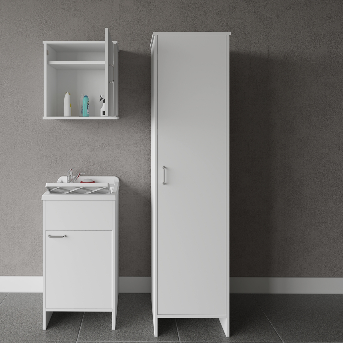 Negrari FC9006K White PVC Tall Bathroom & Laundry Cabinet — 5