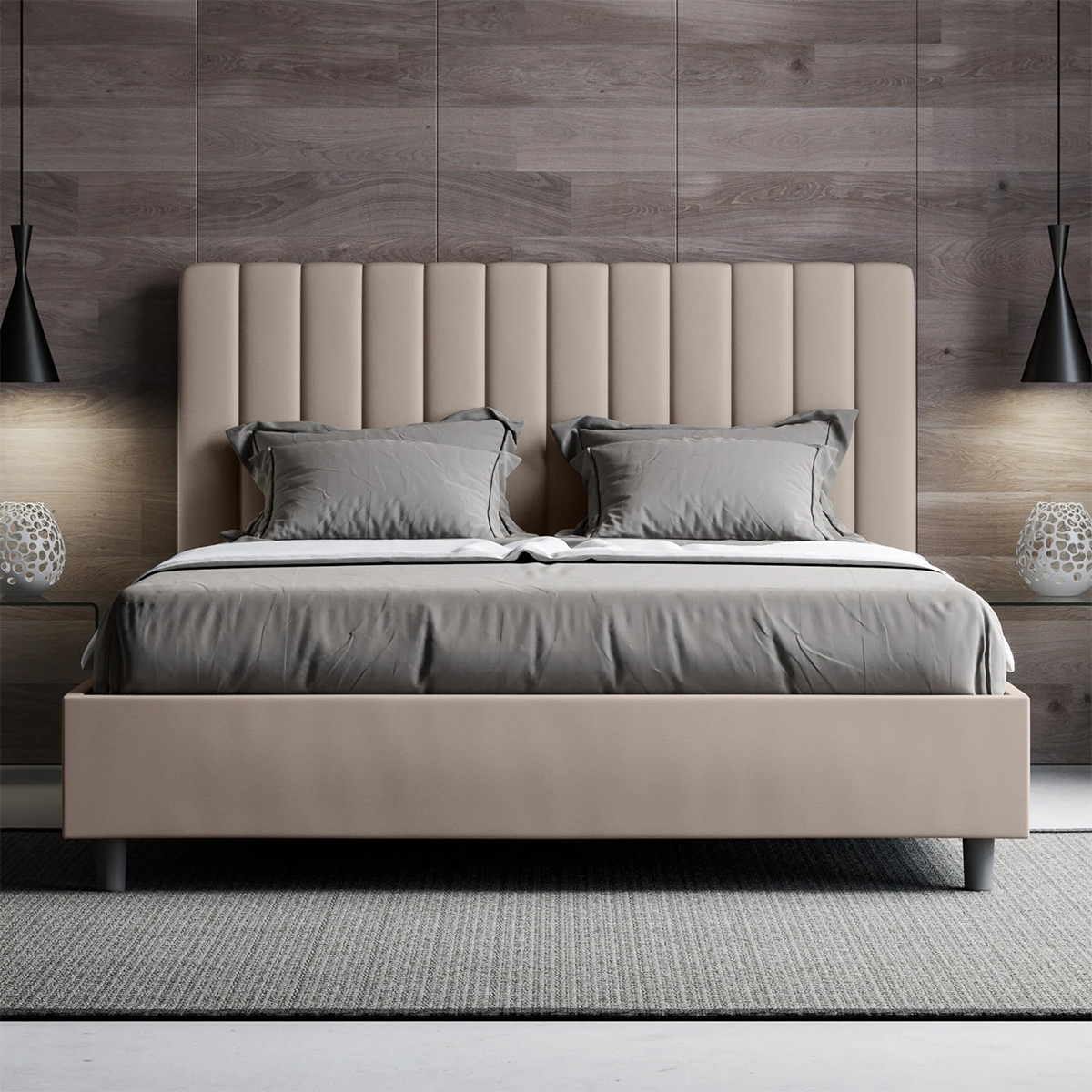 Double Bed with Storage Padded Frame 160x210 Agueda — 4