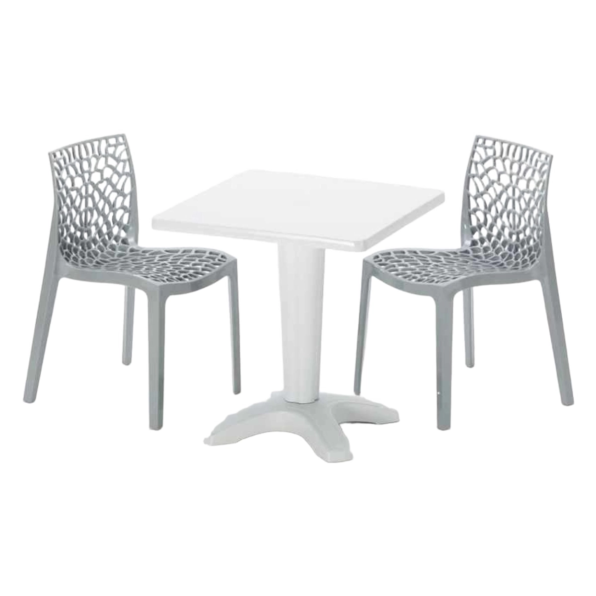 Grand Soleil Gruvyer Patio Set: White Tavolino Quadrato 70x70cm & 2 Chairs — 1