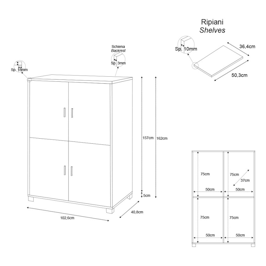 Sarmog Maray Modern 4-Door Tall Sideboard Storage Cabinet — 5