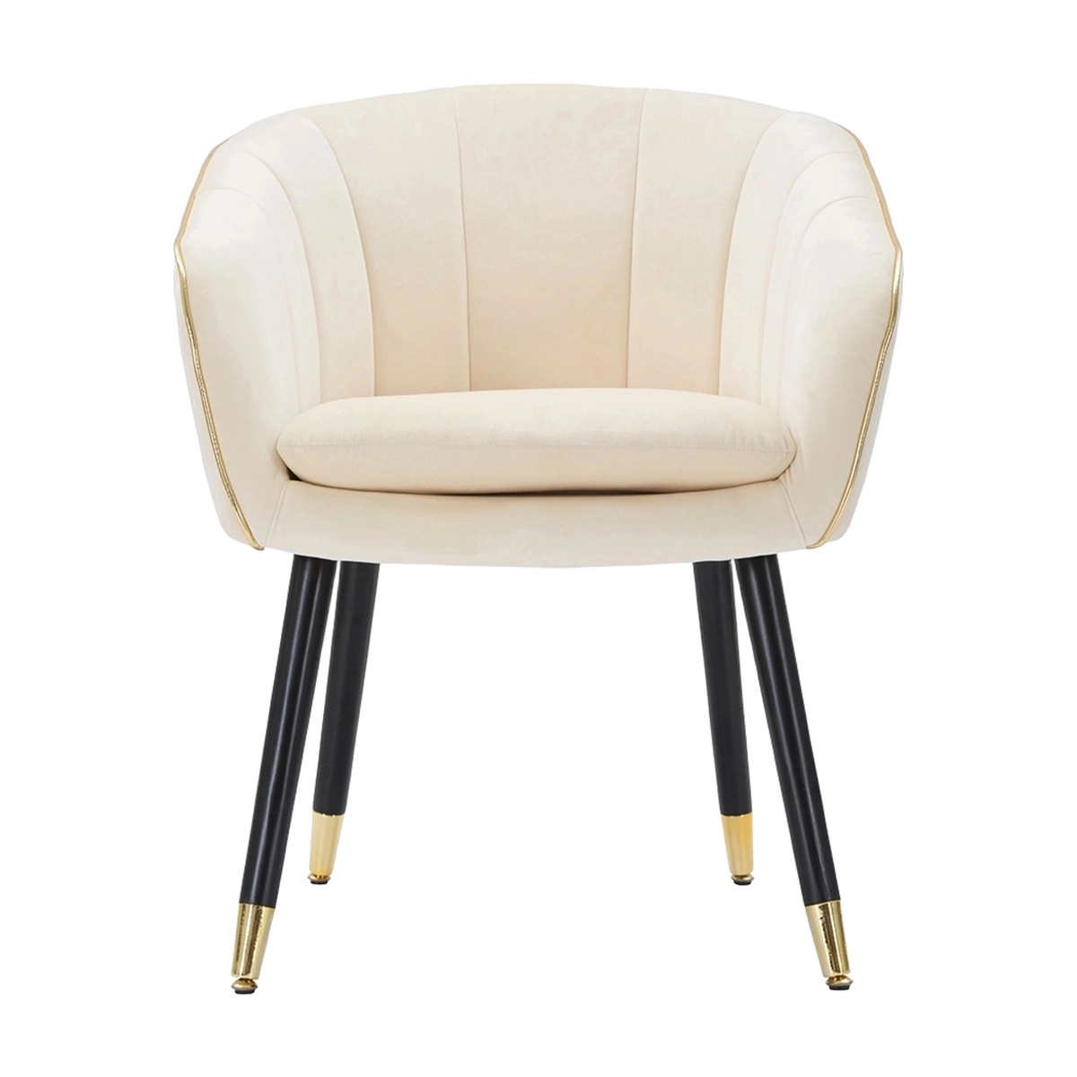 Paris Velvet Upholstered Poltrona Sedia with Gold Trim — 4